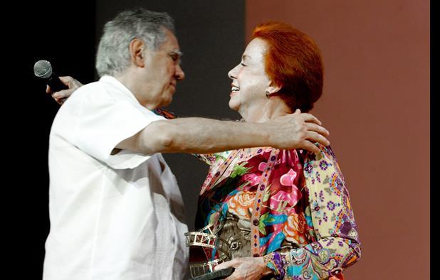 Luiz Carlos Barreto and Lucy Barreto during the tribute paid to them by the festival